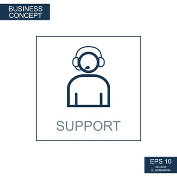 Business concept, web icon from thin lines. Support - Vector illustration
