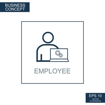 Business concept, web icon from thin lines. Employee - Vector illustration