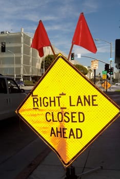 Right lane closed sign
