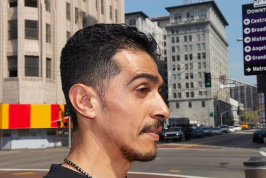 Close-up of a mid adult man looking away