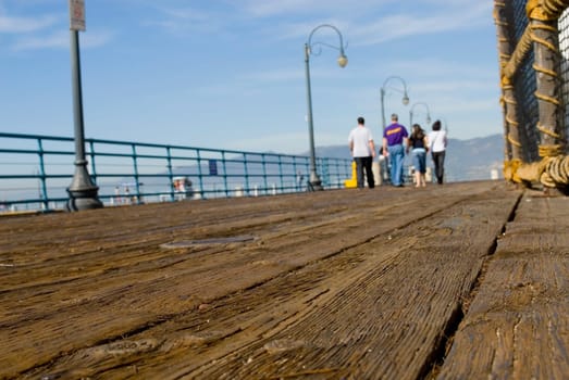 Family walking on Pier