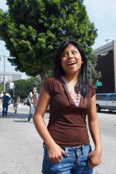 Teenage girl laughing
