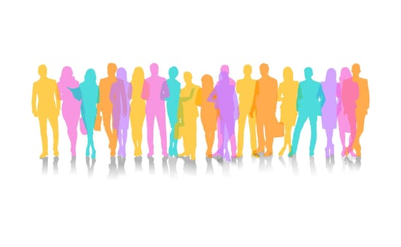 Collection of colored business concepts for men and women - vector