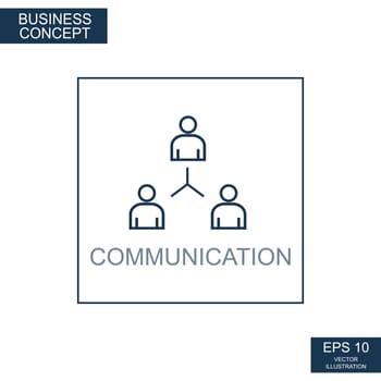 Business concept, web icon from thin lines. Communication - Vector illustration
