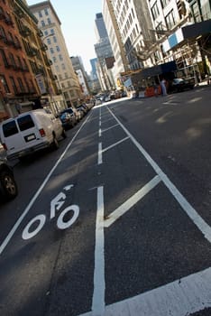 Bicycle sign painted on the road