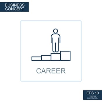 Business concept, web icon from thin lines. Career - Vector illustration
