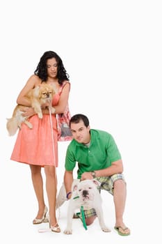 Young couple with their dogs