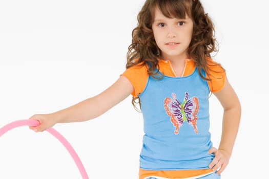 Portrait of a girl holding a hula hoop