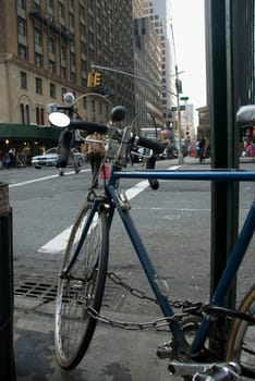 Bicycle locked with a pole