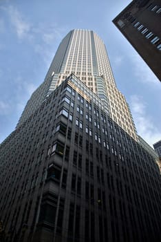 Low angle view of a skyscraper in a city