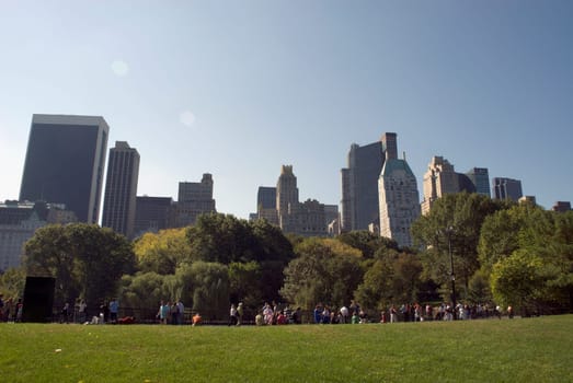 Low angle view of skyscrapers in a city