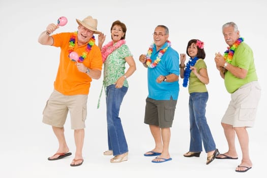 Five people dancing together