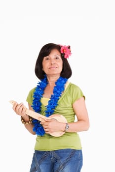 Portrait of a senior woman playing ukulele