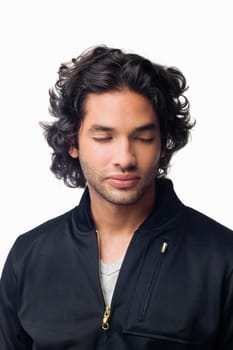 Close-up of a young man with his eyes closed
