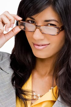 Portrait of a young woman wearing eyeglasses