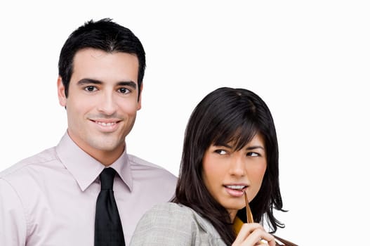 Close-up of a businessman and a businesswoman