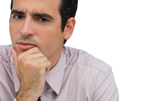 Portrait of a businessman thinking with his hand on his chin