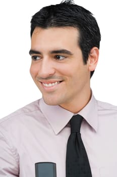 Close-up of a businessman with a mobile phone