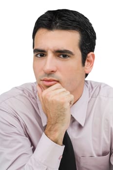 Portrait of a businessman thinking with his hand on his chin