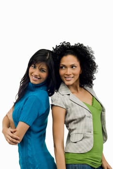 Two young women smiling