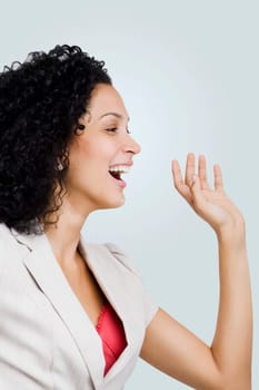 Close-up of a businesswoman laughing