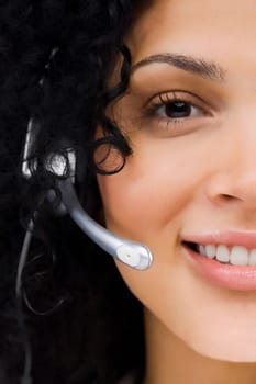 Portrait of a female customer service representative wearing a headset