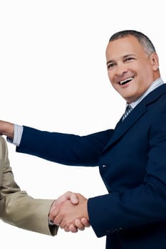 Businessman shaking hands with another businessman