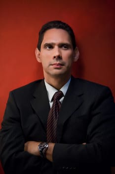 Close-up of a businessman looking serious