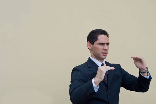 Businessman gesturing