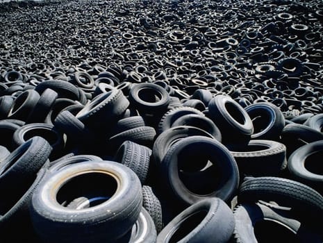 A huge number of old tires. A huge number of old tires.