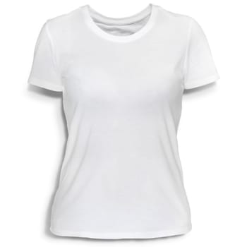 White women's T-shirt on a white background.