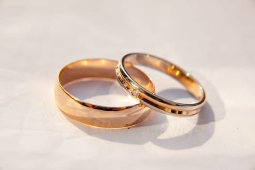 Two wedding rings on a white background. Wedding rings.