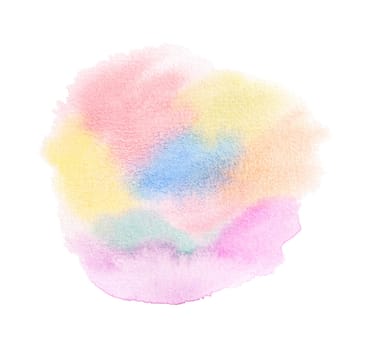 Abstract colorful pastel hand drawn watercolor texture isolated on white background