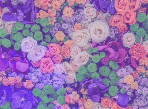 Colorful flower background of rose, chrysanthemum, carnation and orchid