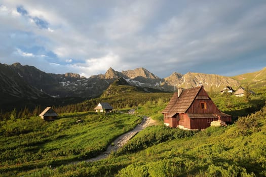 Huts in the valley of the Tatra Mountains, Poland