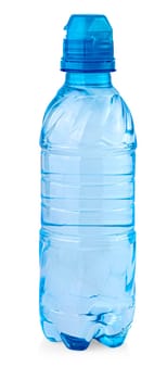 The blue Soda water bottle. Isolated on white