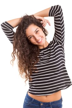 Studio shot of a beautiful young casual woman