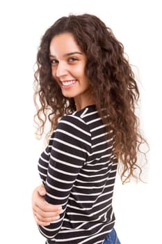 Studio shot of a beautiful young casual woman