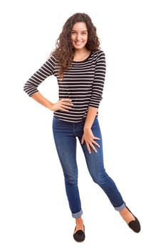 Studio shot of a beautiful young casual woman
