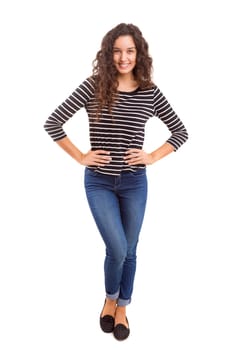 Studio shot of a beautiful young casual woman