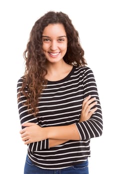Studio shot of a beautiful young casual woman