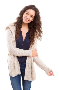Studio shot of a beautiful young casual woman