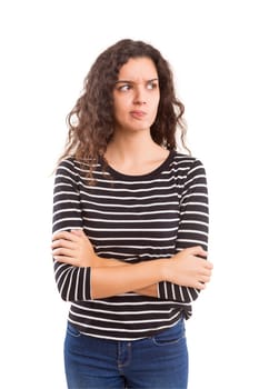 Studio shot: Young woman having a great idea