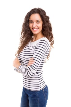 Studio shot of a beautiful young casual woman