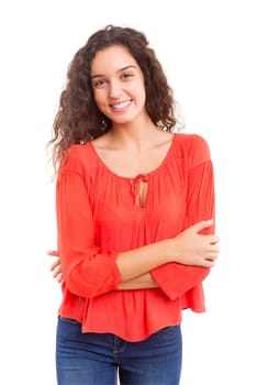 Studio shot of a beautiful young casual woman