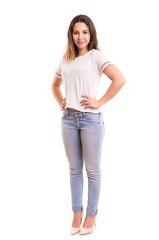 Studio shot of a beautiful young casual woman