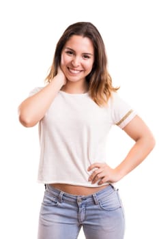 Studio shot of a beautiful young casual woman