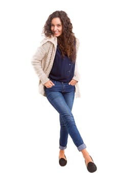 Studio shot of a beautiful young casual woman