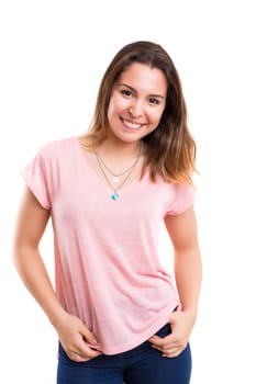 Studio shot of a beautiful young casual woman