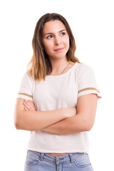 Studio shot of a beautiful young casual woman